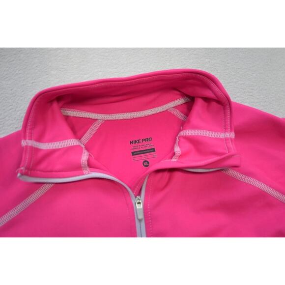 Nike Pro Running 1/4 Zip Performance Dri Fit Fitted Pink Jacket Womens Size XL - Picture 7 of 9